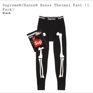SOLD OUT Supreme Hanes Bones Thermal Pant Black